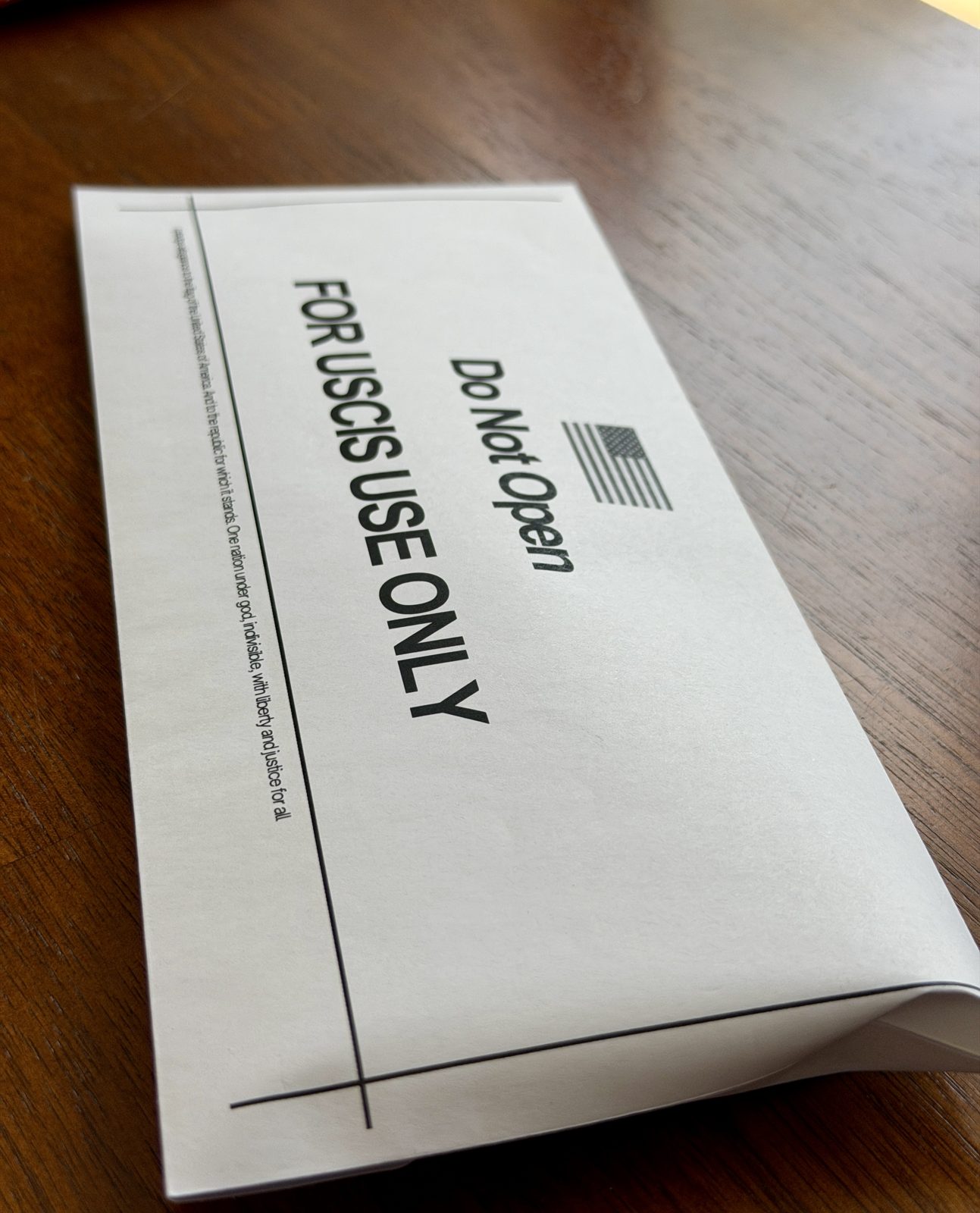 Sealed I-693 envelope ready for USCIS